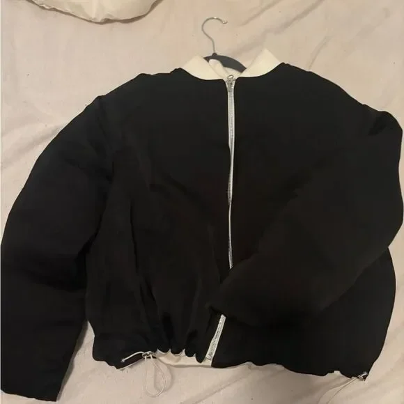 Maje beladone reversible bomber Jacket black/cream NWT SIZE 40- us 8 - Picture 7 of 12